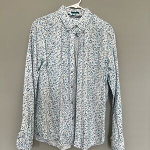 Men's White & Blue Floral Shirt